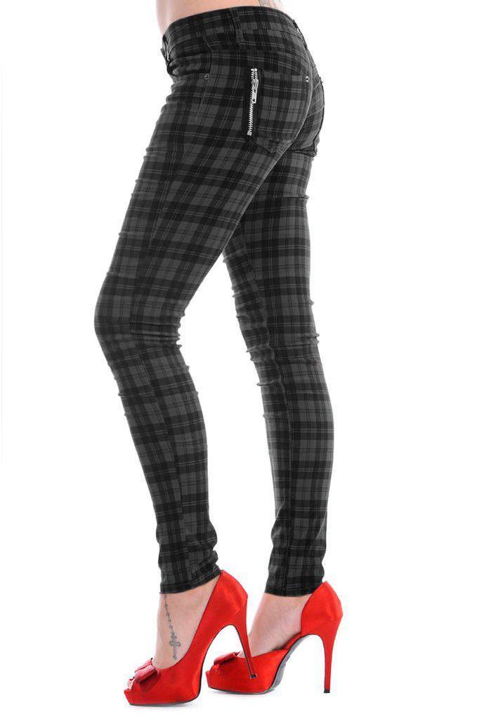 Banned Check Skinny Jeans - Tbn405Check - Various Colours - Dark ...