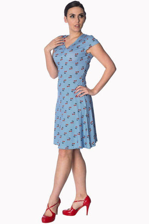 Cherry Love Cap Sleeve Dress-Banned-Dark Fashion Clothing