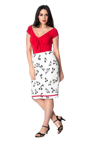 Cherry Pop Pencil Skirt-Banned-Dark Fashion Clothing