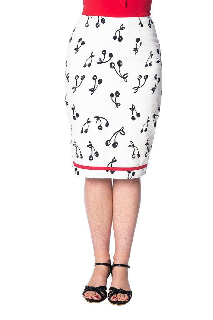 Cherry Pop Pencil Skirt-Banned-Dark Fashion Clothing