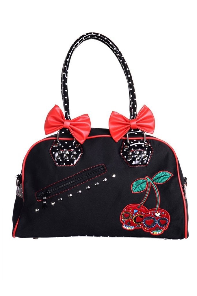 Cherry Skulls Dots Handbag-Banned-Dark Fashion Clothing