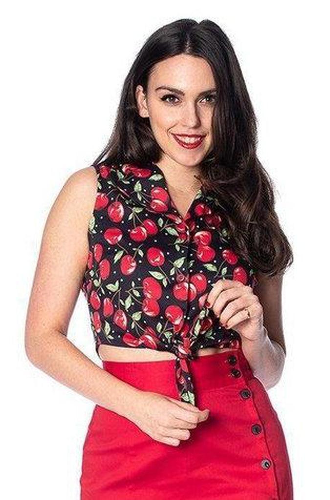 Cherry Soda Tie Shirt-Banned-Dark Fashion Clothing