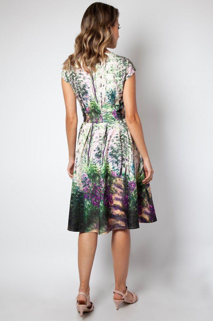 Christina Lilac Road Painted Flared Dress-Voodoo Vixen-Dark Fashion Clothing