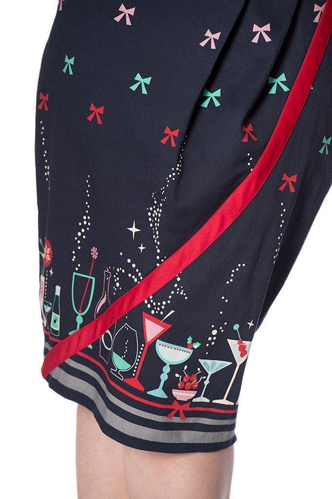 Christmas Cocktails Pencil Dress-Banned-Dark Fashion Clothing