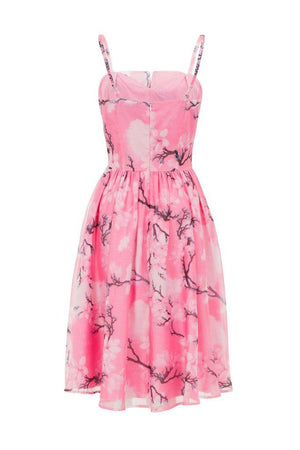 Clara Pink Dress with Neckline Detail-Voodoo Vixen-Dark Fashion Clothing