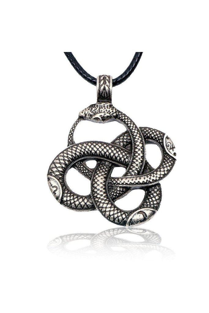Coiled Snakes Pendant and Black Necklace - Isabel-Dr Faust-Dark Fashion Clothing