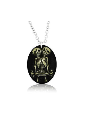 Conjoined Twins Skeleton Pendant and Necklace - Gemini-Dr Faust-Dark Fashion Clothing