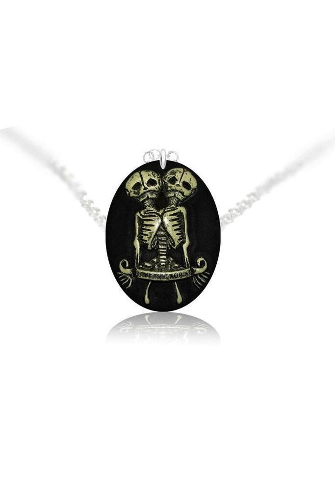 Conjoined Twins Skeleton Pendant and Necklace - Gemini-Dr Faust-Dark Fashion Clothing