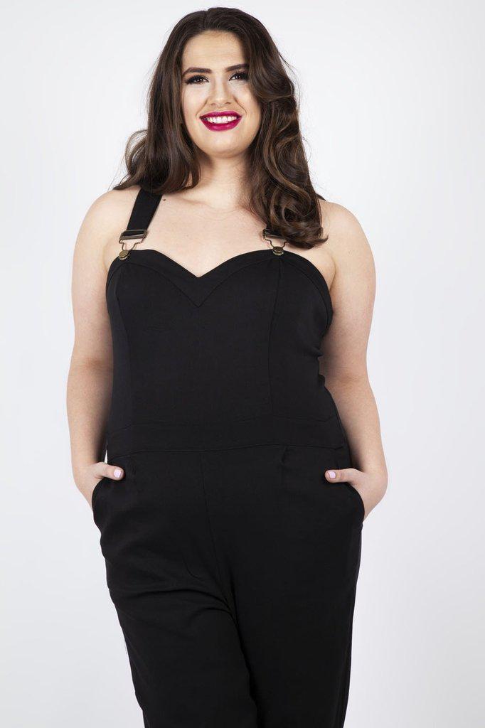 Connie Fitted Capri Overalls-Voodoo Vixen-Dark Fashion Clothing