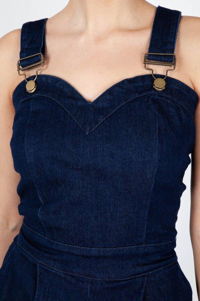 Connie Fitted Capri Overalls-Voodoo Vixen-Dark Fashion Clothing