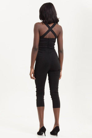 Connie Fitted Capri Overalls-Voodoo Vixen-Dark Fashion Clothing