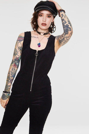 Cord Progression Flare Jumpsuit-Jawbreaker-Dark Fashion Clothing