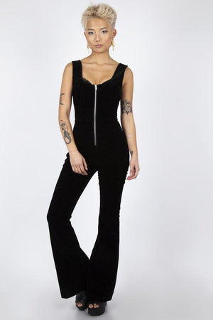 Cord Progression Flare Jumpsuit-Jawbreaker-Dark Fashion Clothing