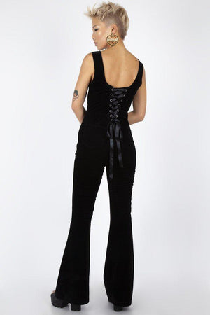 Cord Progression Flare Jumpsuit-Jawbreaker-Dark Fashion Clothing