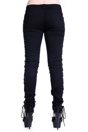 Corset Style Black Skinny Jeans-Banned-Dark Fashion Clothing