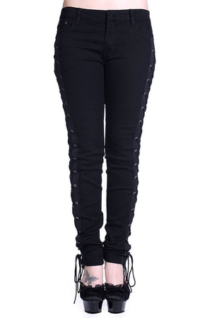 Corset Style Black Skinny Jeans-Banned-Dark Fashion Clothing