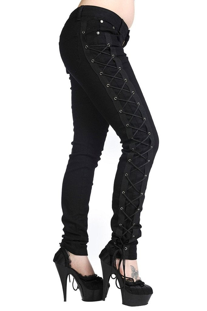 Corset Style Black Skinny Jeans-Banned-Dark Fashion Clothing