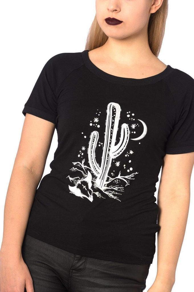 Cosmic Cactus Raglan Top-Banned-Dark Fashion Clothing