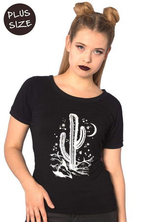 Cosmic Cactus Raglan Top-Banned-Dark Fashion Clothing