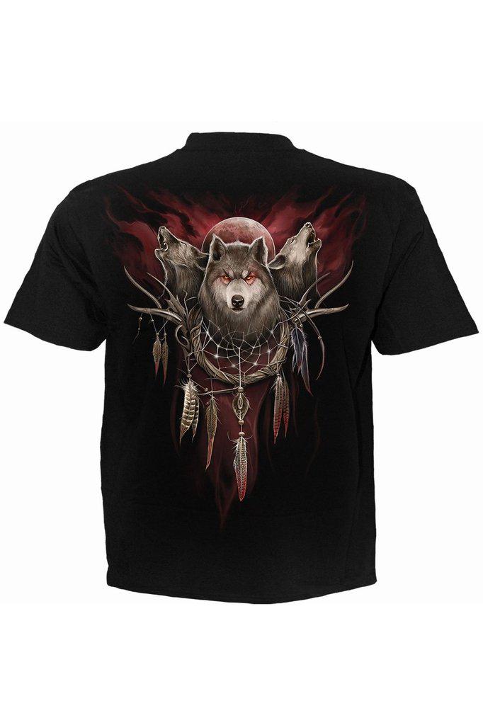 Cry of The Wolf - T-Shirt Black-Spiral-Dark Fashion Clothing