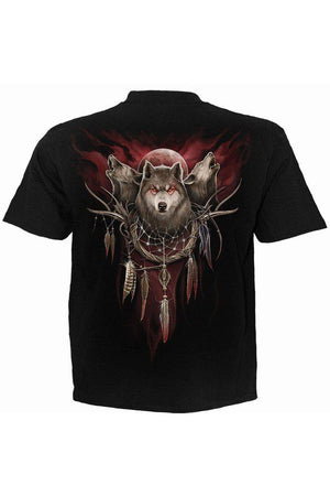 Cry of The Wolf - T-Shirt Black-Spiral-Dark Fashion Clothing
