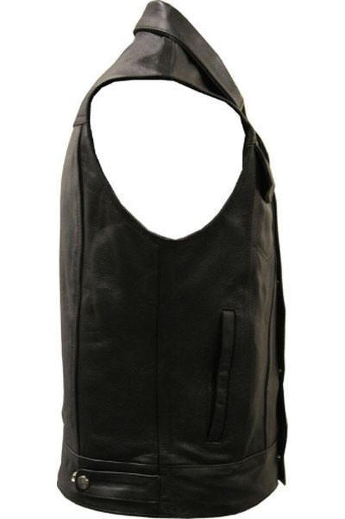 Cut-Off Biker Vest - Trucker-Skintan Leather-Dark Fashion Clothing