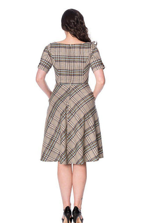 Cutie Check Fit And Flare Dress-Banned-Dark Fashion Clothing