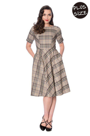 Cutie Check Fit And Flare Dress-Banned-Dark Fashion Clothing