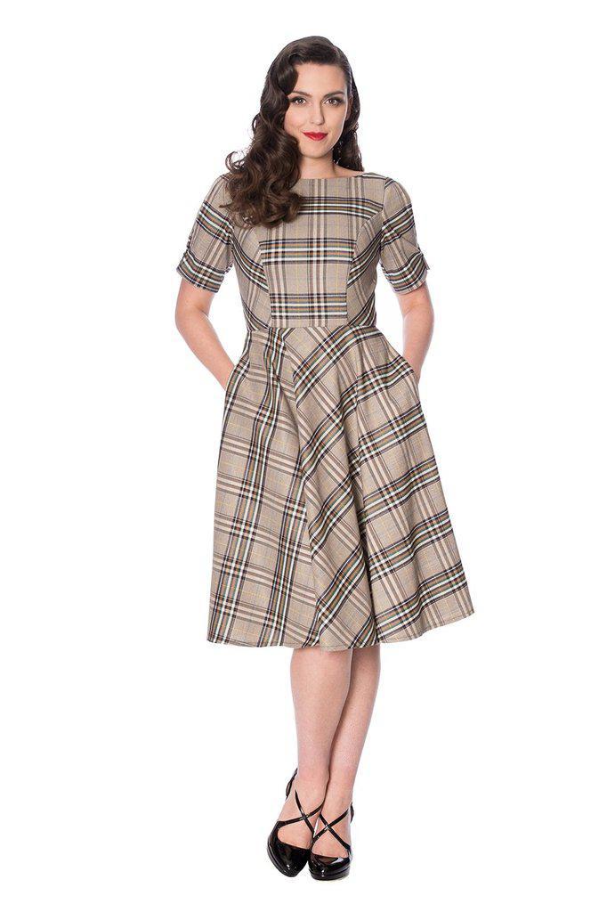 Cutie Check Fit And Flare Dress-Banned-Dark Fashion Clothing