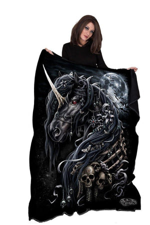 Dark Unicorn - Fleece Blanket With Double Sided Print-Spiral-Dark Fashion Clothing