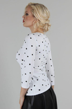 De Vil Mono Polka Dot Top-Voodoo Vixen-Dark Fashion Clothing