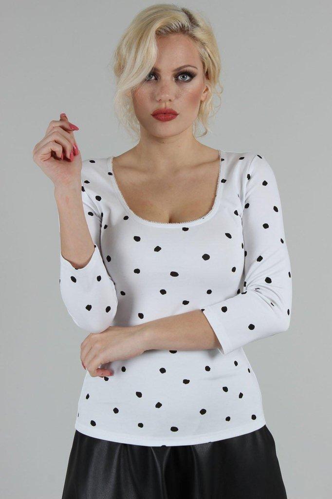 De Vil Mono Polka Dot Top-Voodoo Vixen-Dark Fashion Clothing