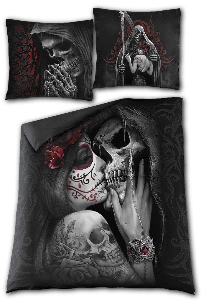 Dead Kiss - Double Duvet Cover + UK And EU Pillow case-Spiral-Dark Fashion Clothing