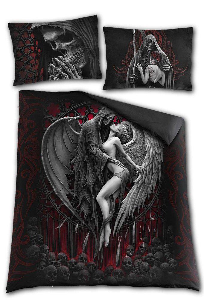 Dead Kiss - Double Duvet Cover + UK And EU Pillow case-Spiral-Dark Fashion Clothing