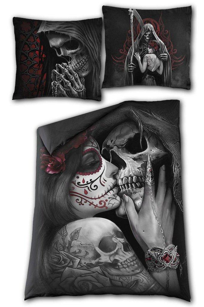 Dead Kiss - Single Duvet Cover + UK And EU Pillow case-Spiral-Dark Fashion Clothing