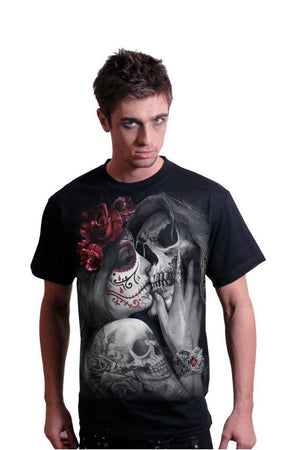Dead Kiss - T-Shirt Black-Spiral-Dark Fashion Clothing