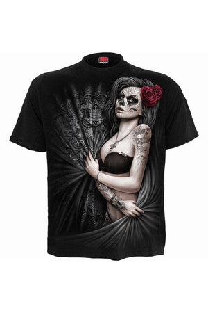 Dead Love - T-Shirt Black-Spiral-Dark Fashion Clothing