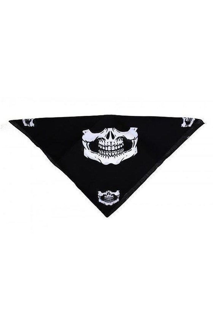 Dead Outlaw Skull Jaw Black Cotton Bandana - Lecter-Dr Faust-Dark Fashion Clothing