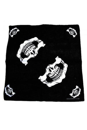 Dead Outlaw Skull Jaw Black Cotton Bandana - Lecter-Dr Faust-Dark Fashion Clothing