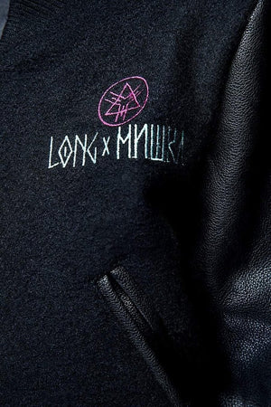 Death Adder Chain Crop Varsity Jacket-Long Clothing-Dark Fashion Clothing