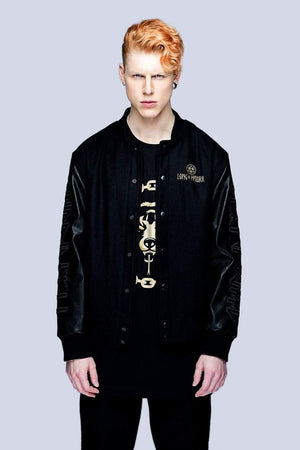 Death Adder Chain Gold Varsity Jacket - Unisex-Long Clothing-Dark Fashion Clothing
