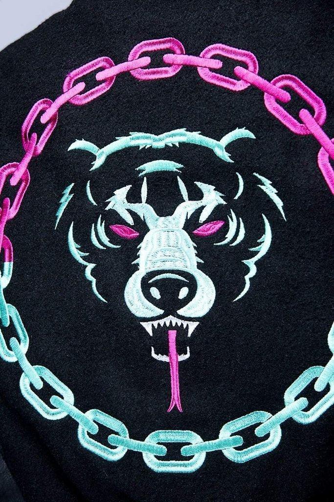 Death Adder Chain Purple Turquoise Jacket - Unisex-Long Clothing-Dark Fashion Clothing