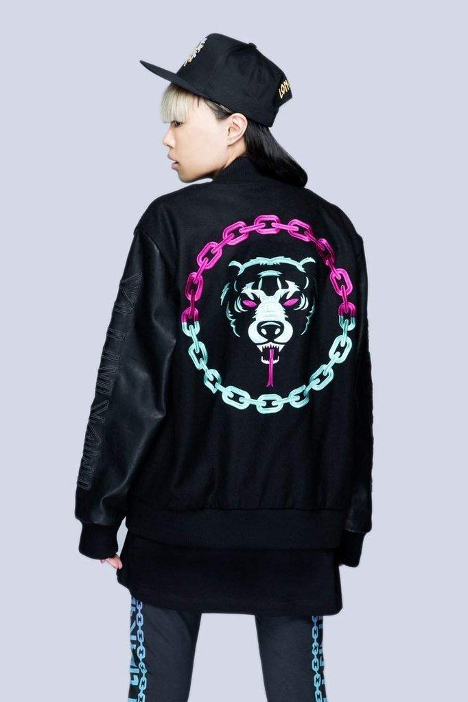 Death Adder Chain Purple Turquoise Jacket - Unisex-Long Clothing-Dark Fashion Clothing