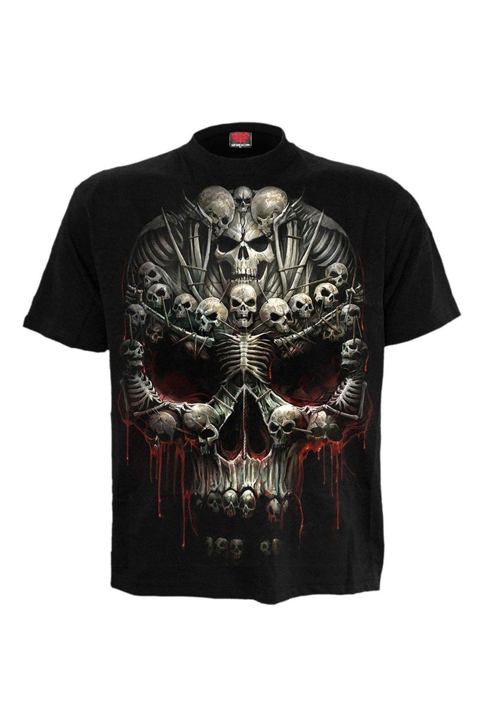 Death Bones - T-Shirt Black-Spiral-Dark Fashion Clothing