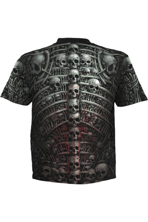 Death Ribs - Allover T-Shirt Black-Spiral-Dark Fashion Clothing