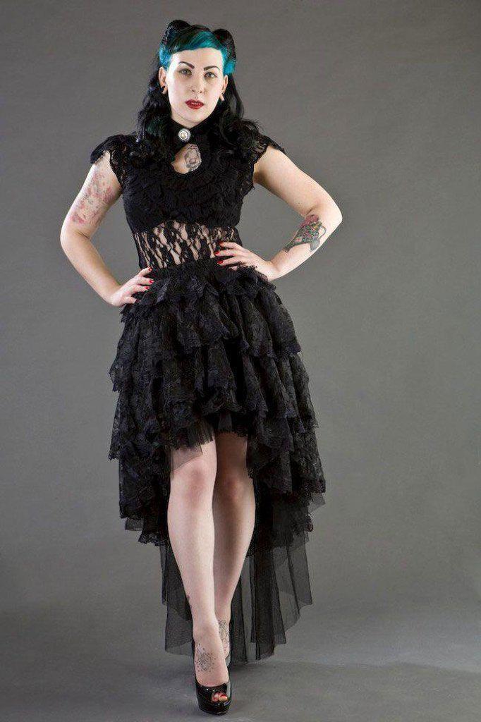 Dita Sleeveless Gothic Top In Stretch Lace-Burleska-Dark Fashion Clothing