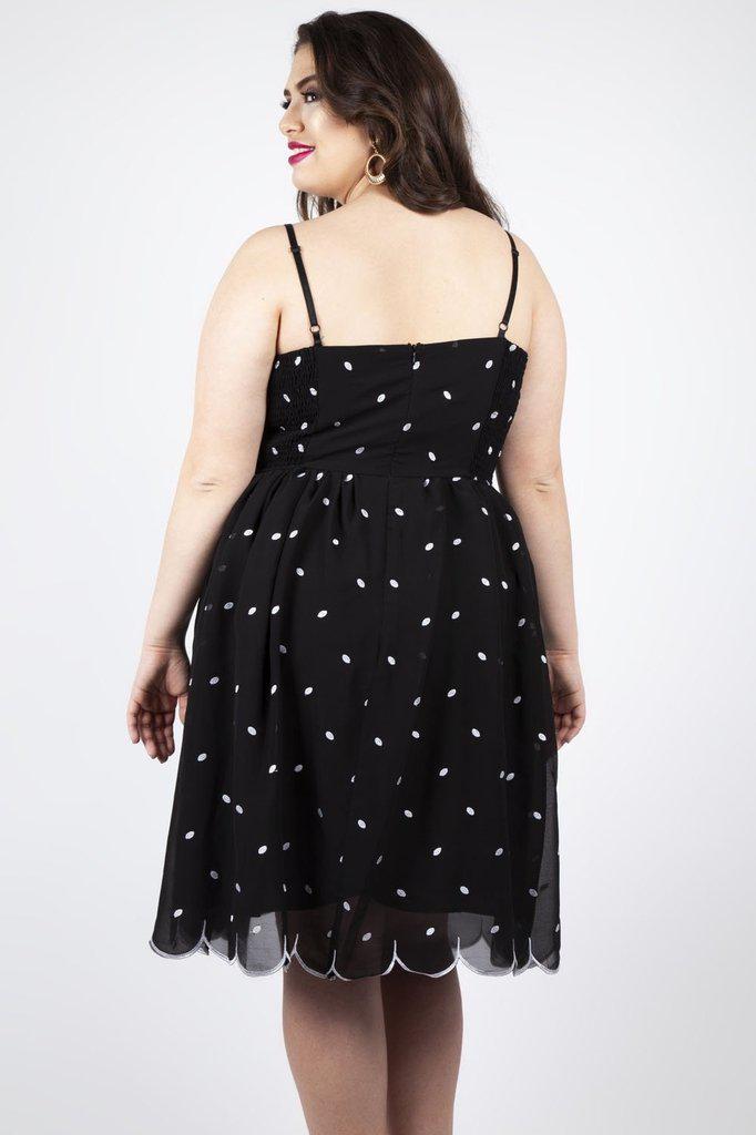 Dotty Polka Dot Flared Dress by Voodoo Vixen - Dark Fashion Clothing Dotty Polka Dot Flared Dress by Voodoo Vixen - Dark Fashion Clothing