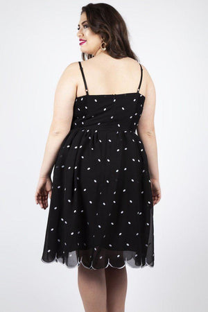 Dotty Polka Dot Flared Dress-Voodoo Vixen-Dark Fashion Clothing