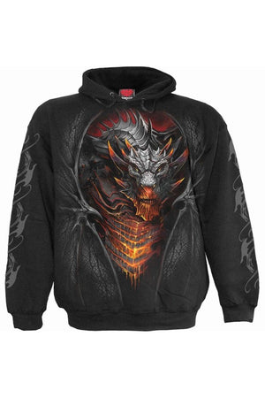 Draconis - Hoody Black-Spiral-Dark Fashion Clothing