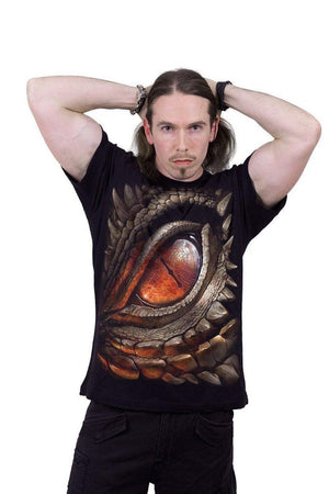 Dragon Eye - T-Shirt Black-Spiral-Dark Fashion Clothing